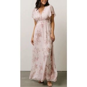 Baltic Born NWT Alexandria Smocked Maxi Dress Blush Floral Pink Plus Size 1X